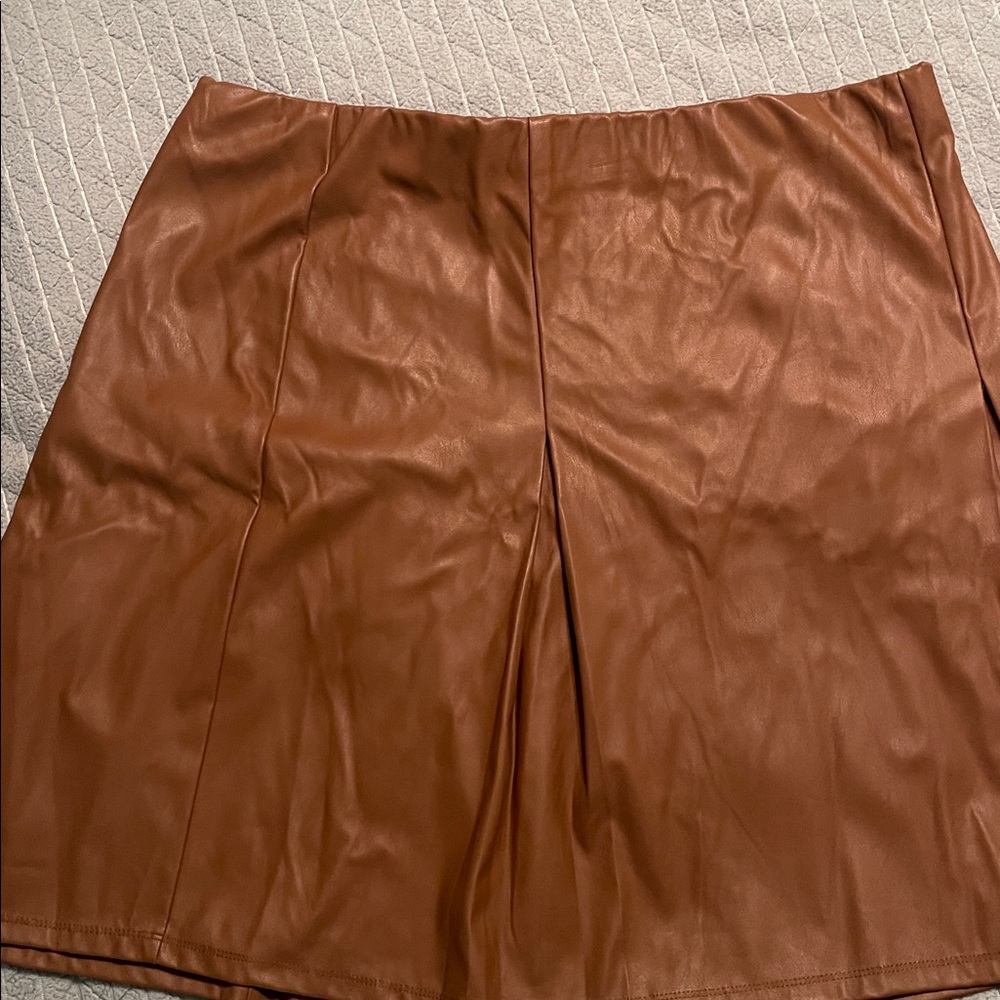 Brown Faux Leather Skirt